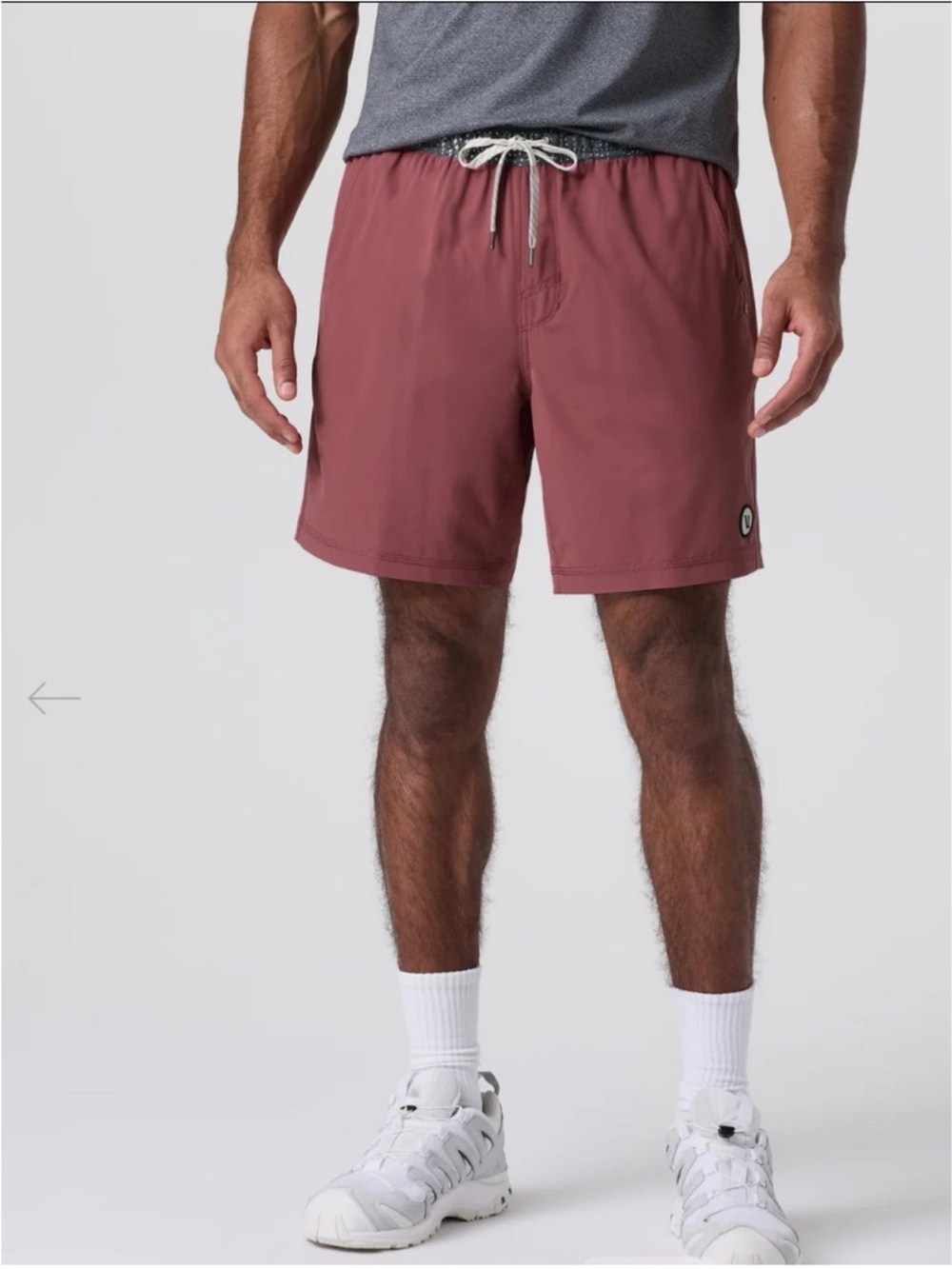 Vuori Men's Light Maroon Athletic Shorts with Drawstring